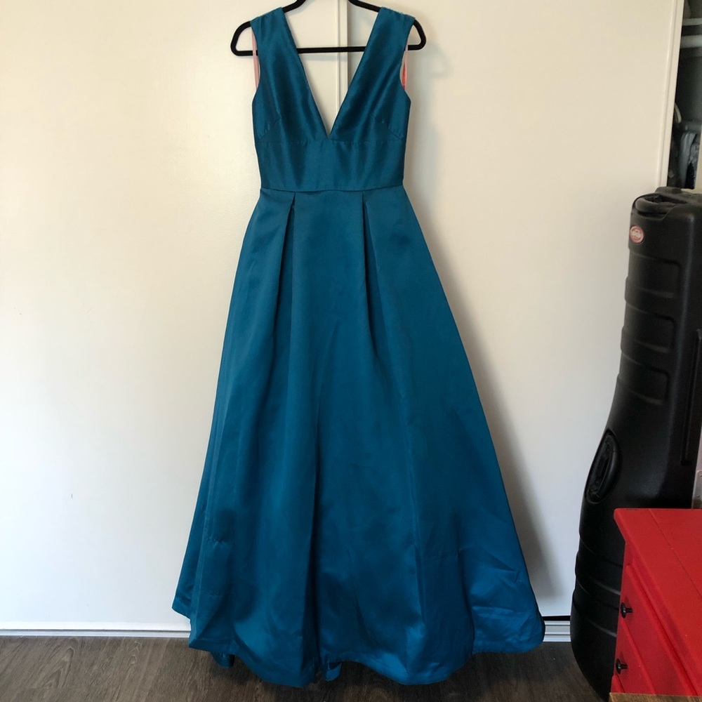 Monique Lhuillier Teal Ball Gown